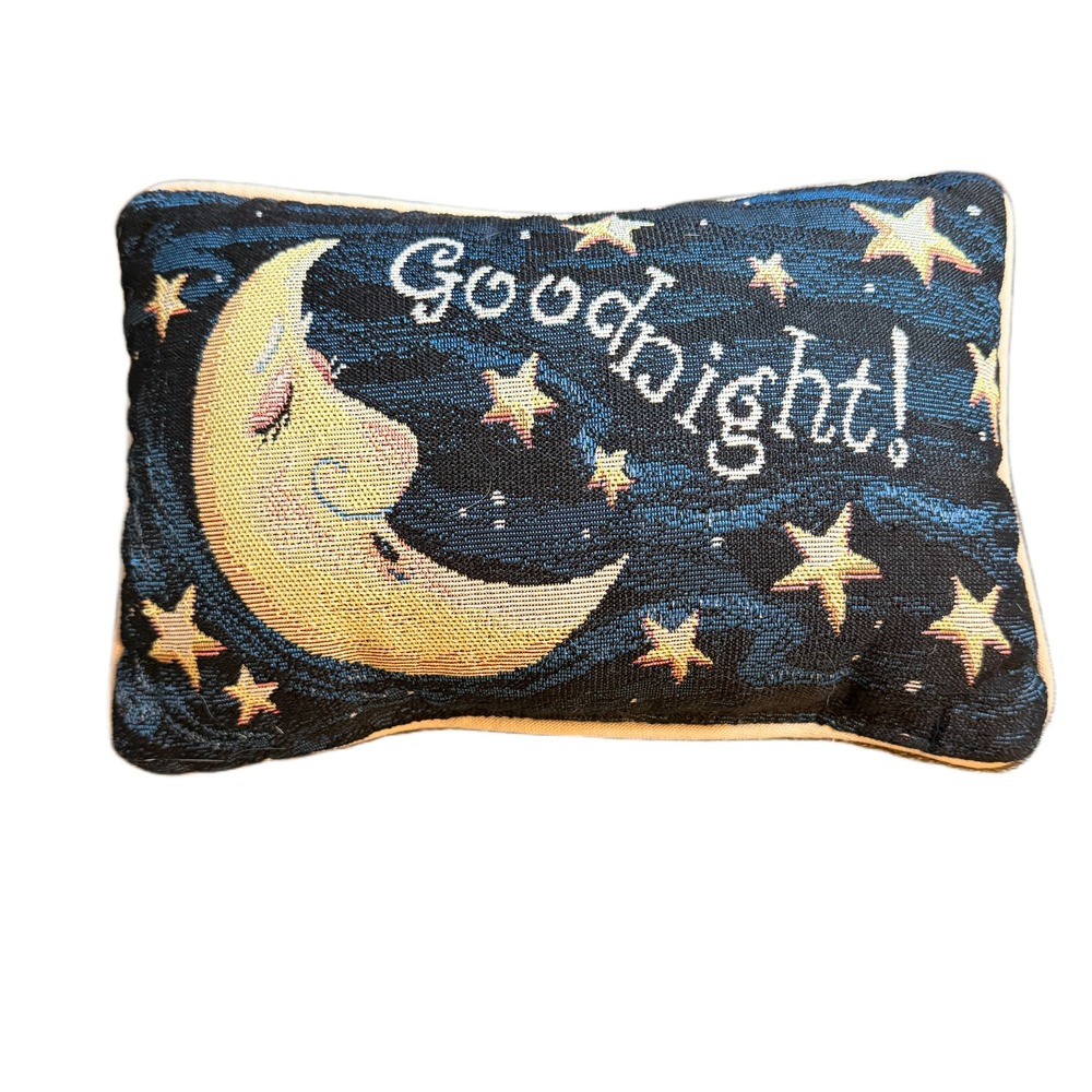 Vintage Style Reversible Tapestry Pillow Goodnight Moon Bed Bugs Woven Accent